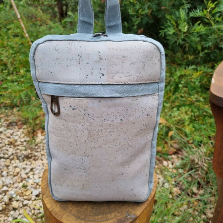 Waxed Canvas and Cork Sling Style Backpack Grey