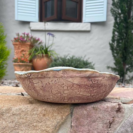 Rustic Lace| Large Ceramic Serving Bowl | Australian Handmade