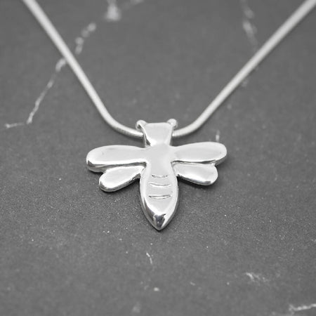 Honeybee - Handmade Solid Sterling Silver Bee Pendant with Snake Chain