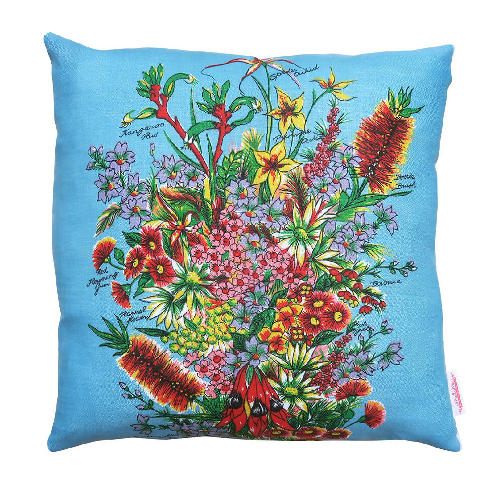 wildflowers on blue cushion 1a
