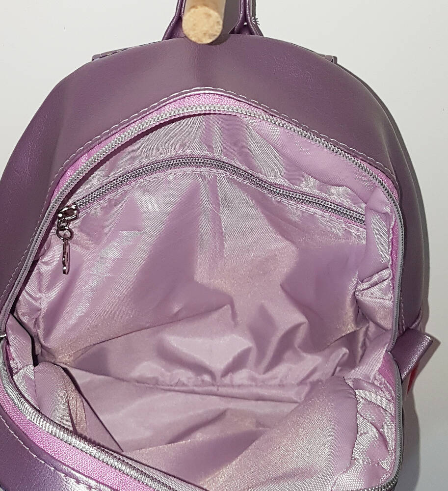 Girly Dino Fabric and Vinyl Mini Backpack