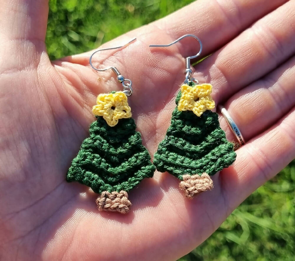 Christmas Tree Earrings - Handmade