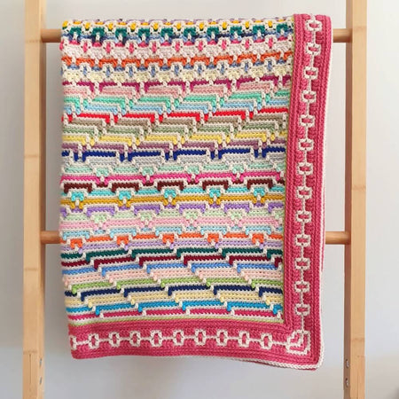 Baby Blanket acrylic crochet colourful mosaic child pram blanket pink
