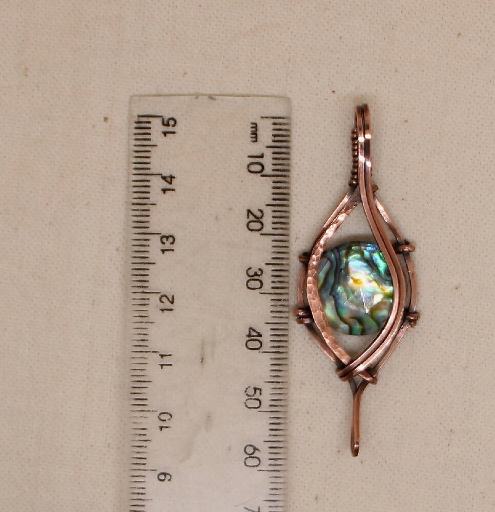Abalone Doublet in Hammered Copper with chain