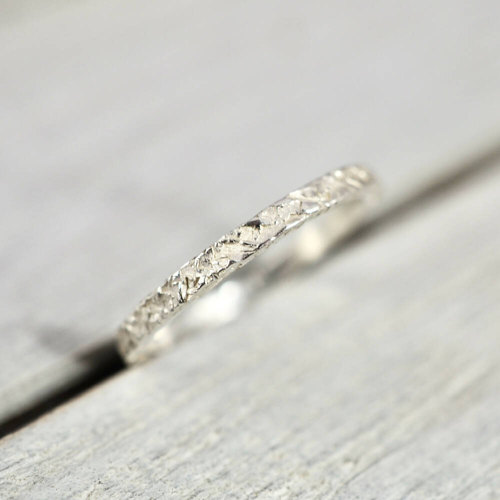 Hammered sterling silver ring | 2mm silver ring | Handmade silver jewellery | Stacking ring