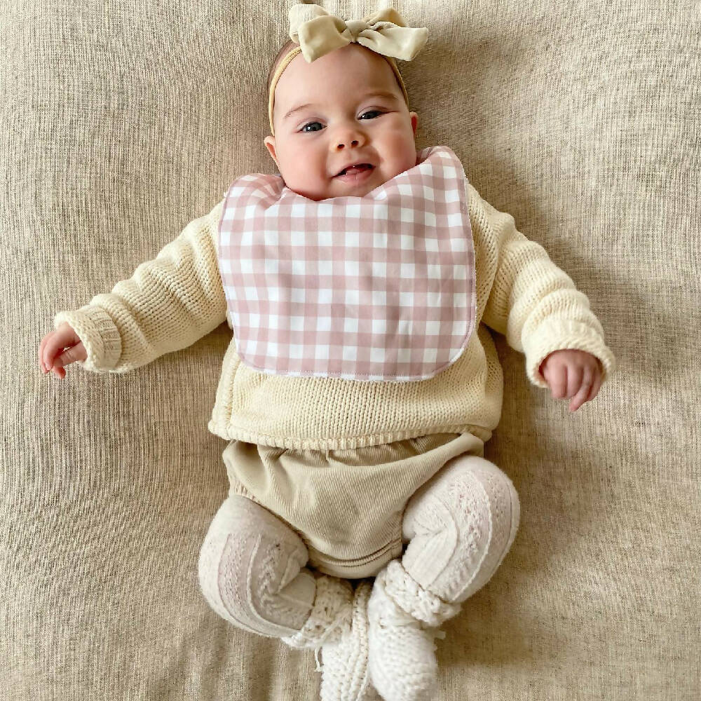 Dusty pink gingham Bib