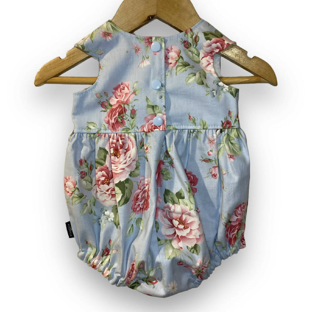 SIZE 000 Blue Roses Baby Tea Party Romper