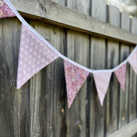 Flag Bunting - Purple Pattern & Florals (7 flags)