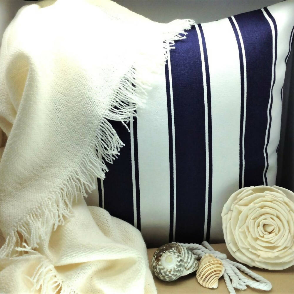 Blue and White Striped Cushion Covers-Coastal Decor 45x45cm