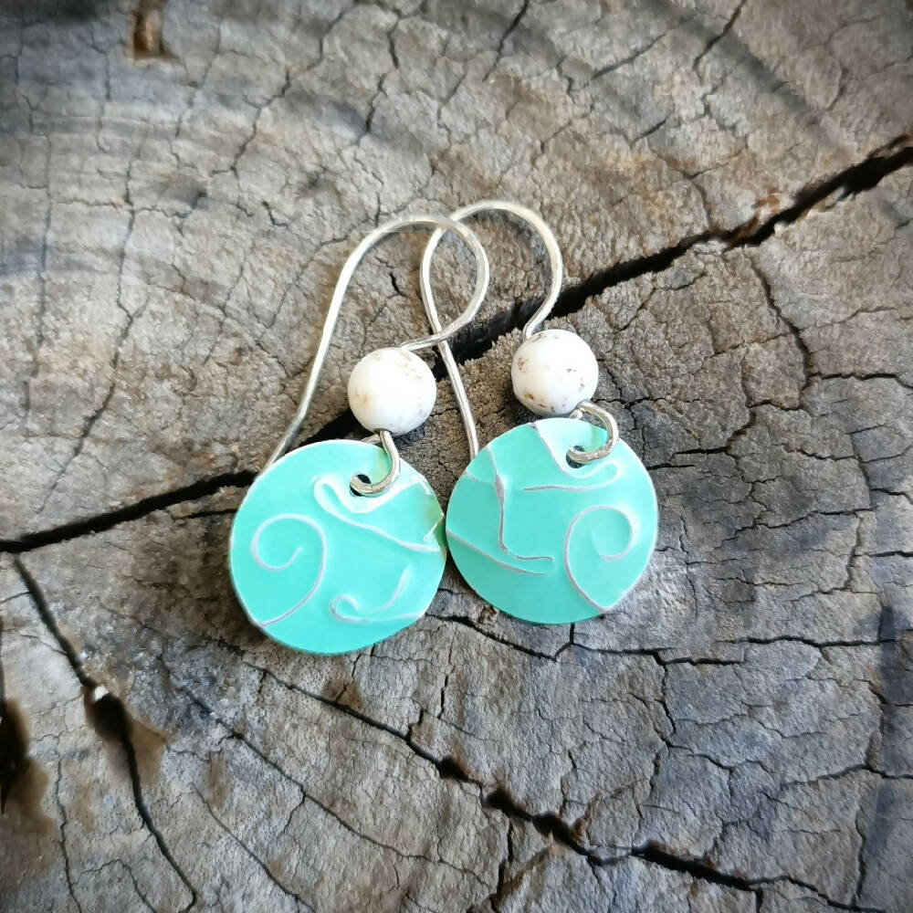 Ocean Swirl Earrings - upcycled drink cans