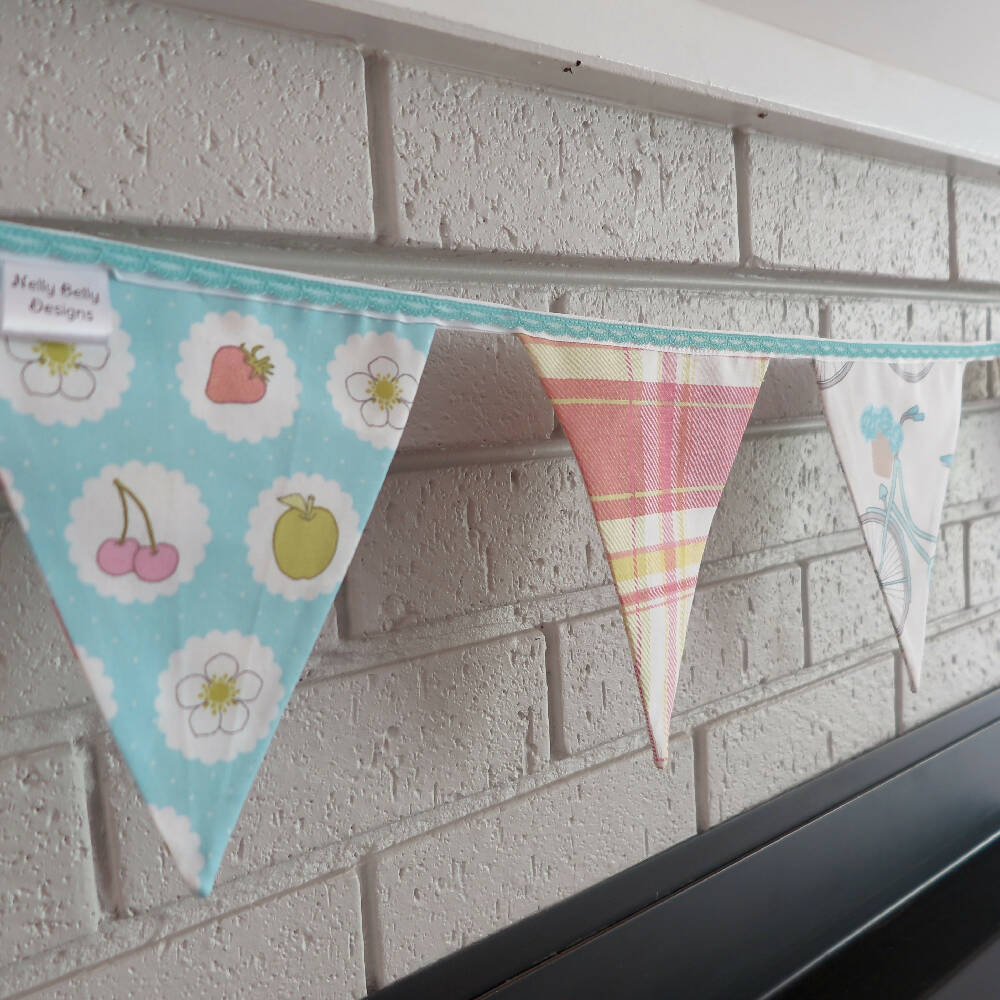 Bunting, Fabric, Party, Wall Hanging, Up Cycled, Flags, Free Shipping