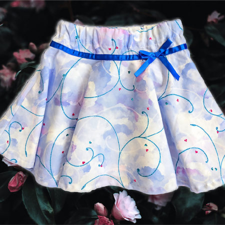 Girls Twirl Skirt, Pale Blue Swirl, Size 1, 5.