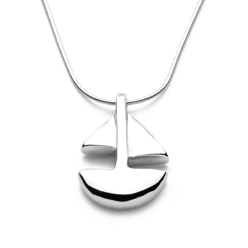 sailboat sterling silver pendant white lrg
