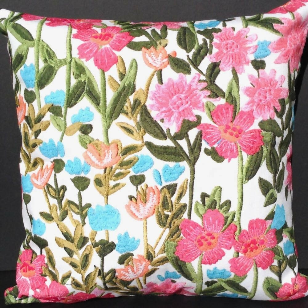 Pink and White Floral Cushion Covers-Throw Pillows 45x45cm