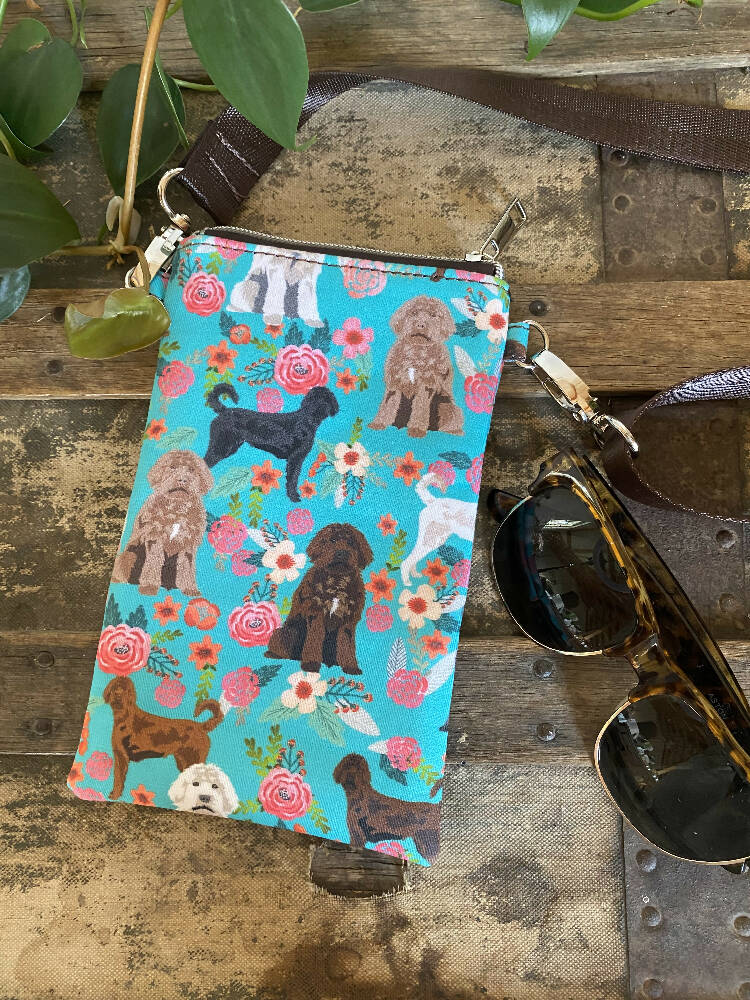 Mini & Small Crossbody Bag - Labradoodle/Dk. Brown Faux Leather