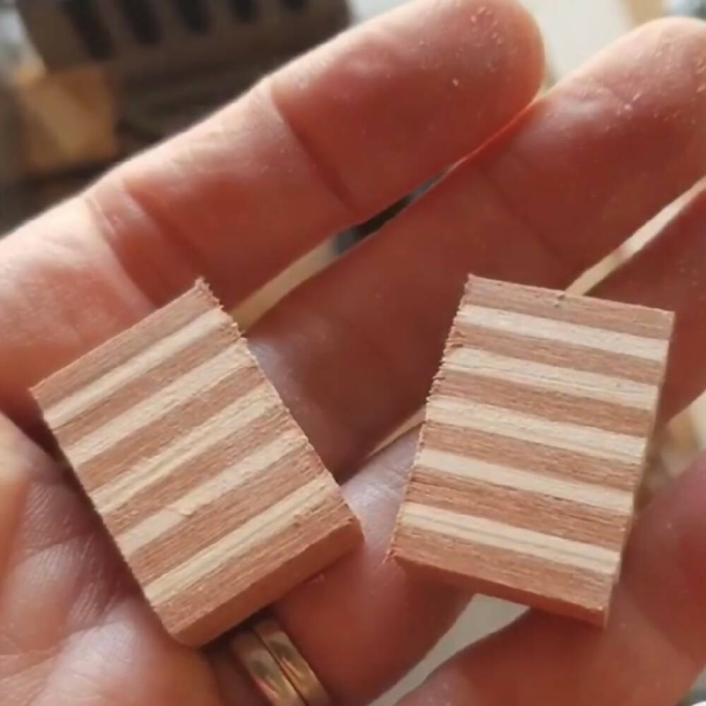 Unique Striped Wooden Drop Earrings