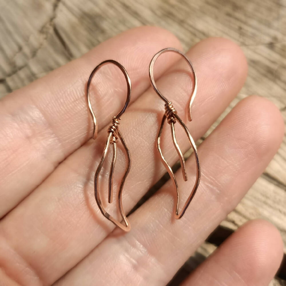 Mini Gum Leaf Earrings - copper