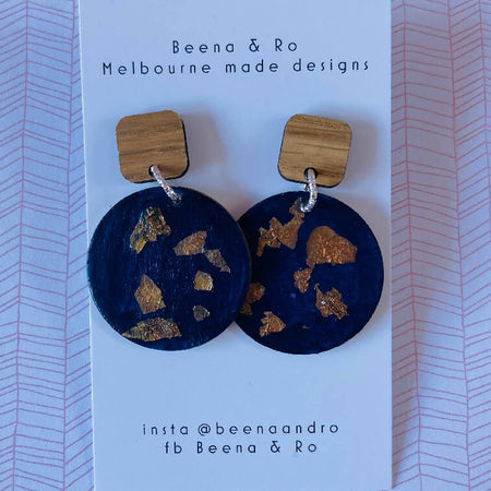 Midnight blue / copper fleck statement earrings