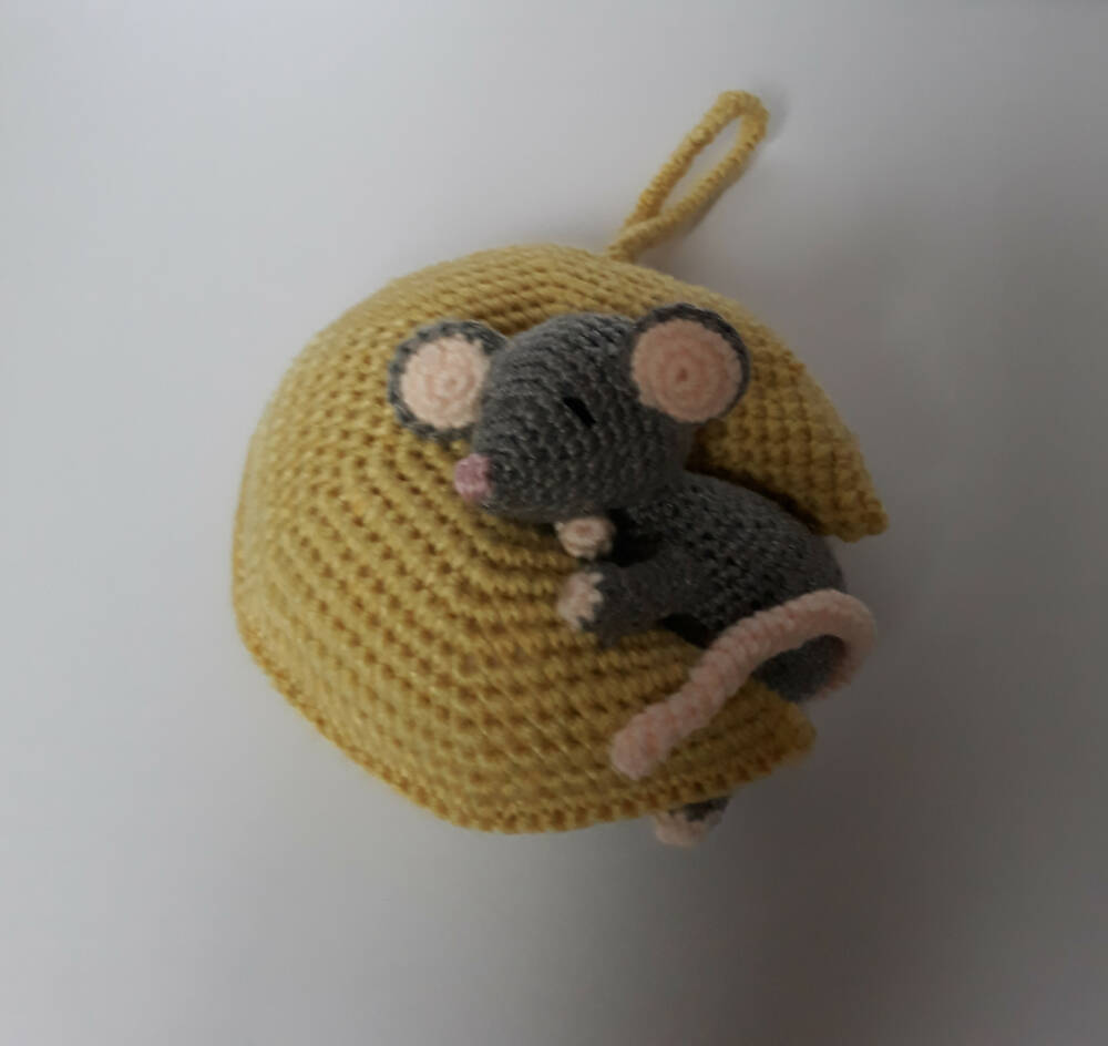 SALE Handmade crochet mouse moon baby mobile