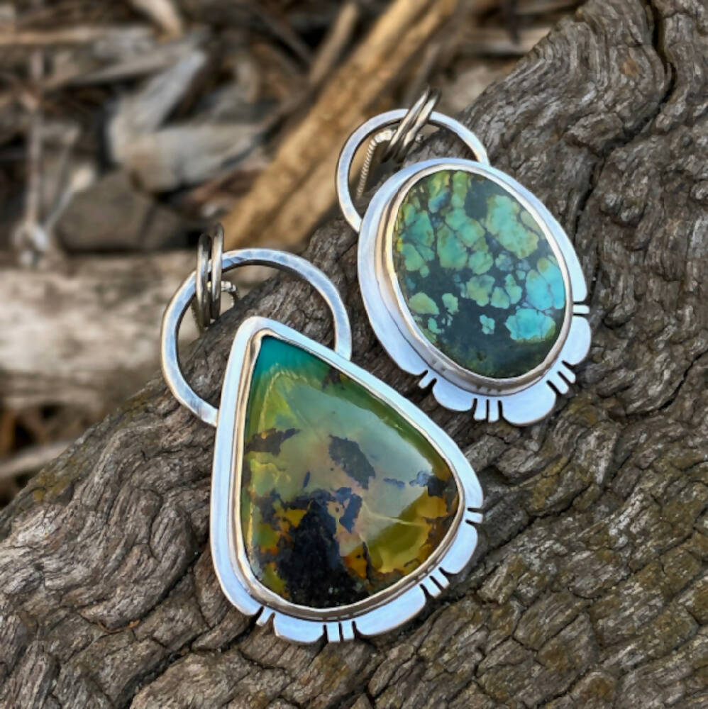Turquoise and Sterling Silver Bezel Pendants