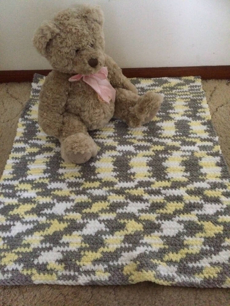 Unisex hand crocheted baby playmat, rug, blanket.