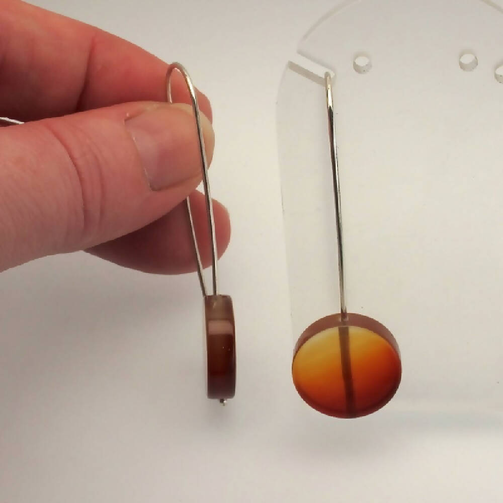 Carnelian disc and sterling silver earrings 3