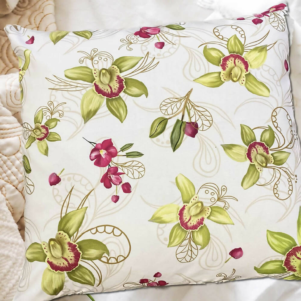 Cushion Cover - Cymbidium Orchids on White