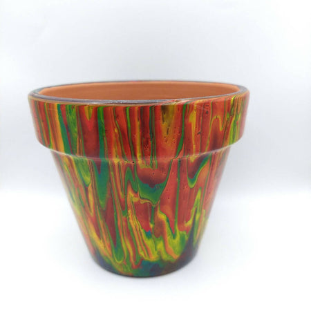 Mixed Colour Acrylic Poured Terracotta Pot