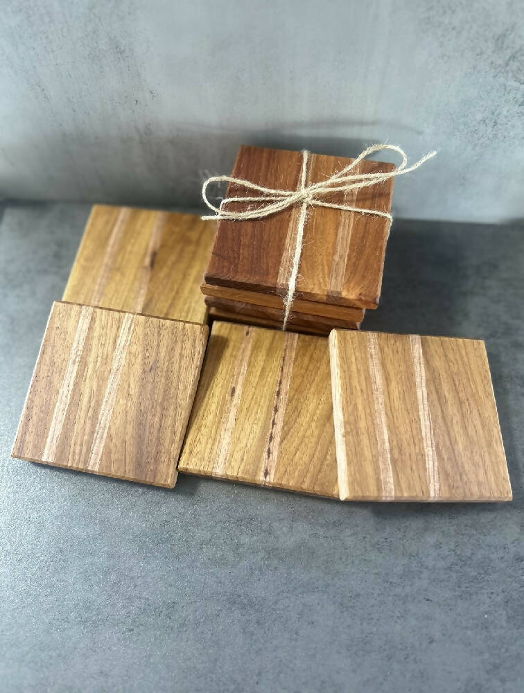 Rosewood and Oak Coasters - Set of Four