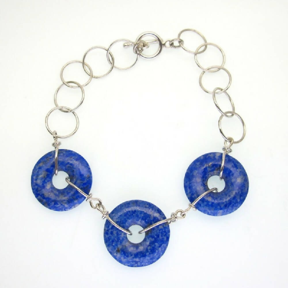 Lapis lazuli and sterling silver bracelet 6