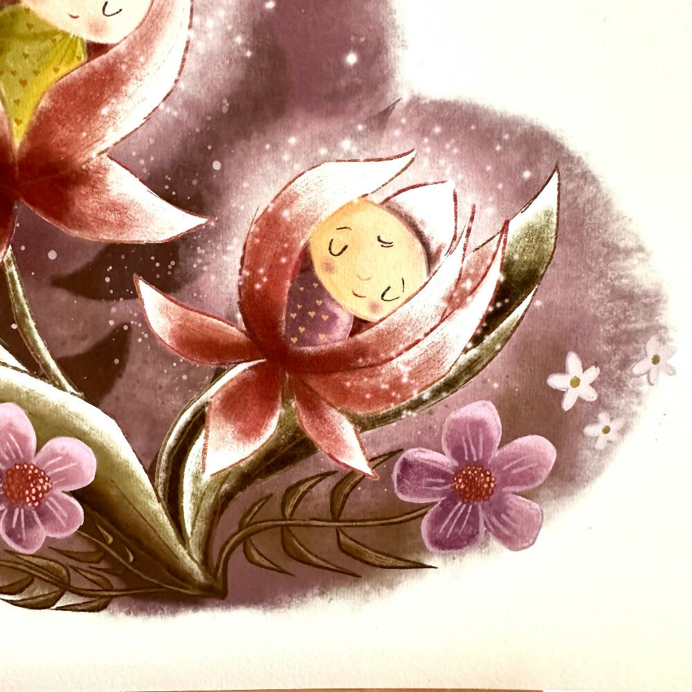 Illustration- Moonlight Baby Wall Art Child Nursery Print