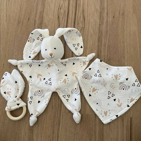 Baby Bunny Comforter, Bib & Bunny Ears Teether Set