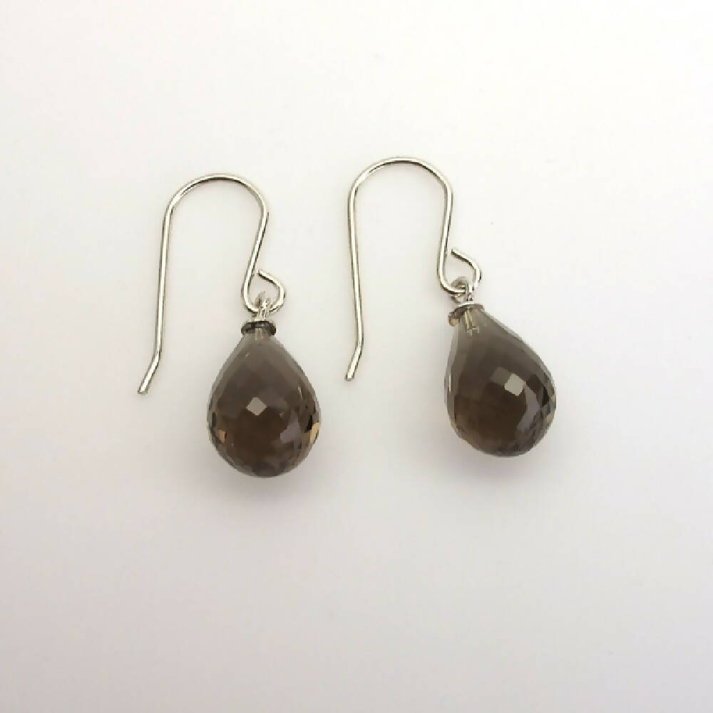 Smokey quartz briolettes sterling silver earrings 3