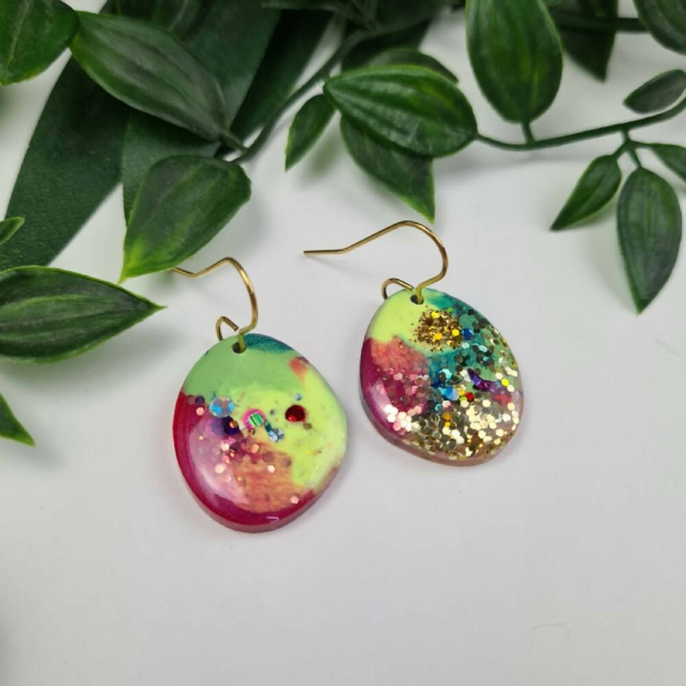 Dangle Earrings - Funfetti Sparkle - Drop - Resin - Hook