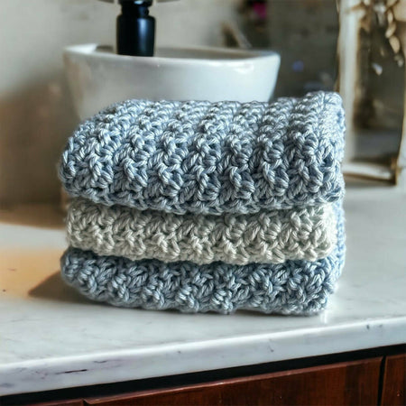 Crochet Baby Washcloths 100% Cotton set of 3
