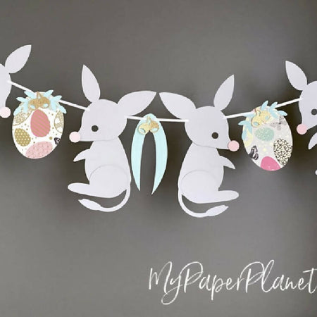 Bilby Easter Bunting. Gum leaves, Easter eggs, Aussie animals.