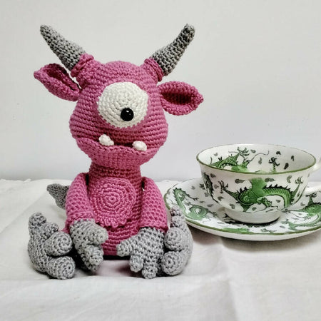 Toy - crochet cotton One-eyed Pink Troll