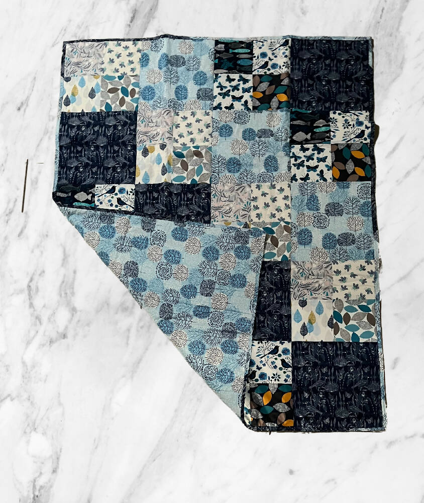 Front and back Blue rectangle quilt