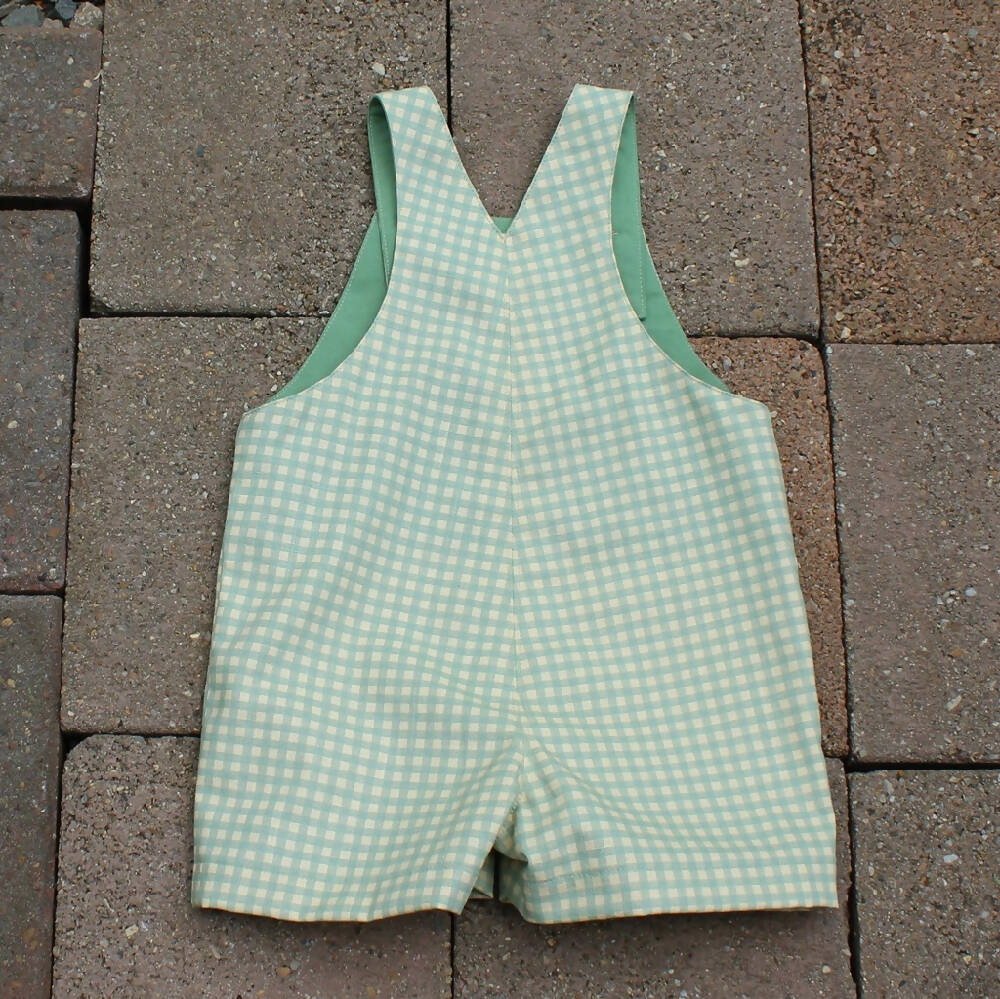 Overalls - Size 2 - Sage Green Gingham