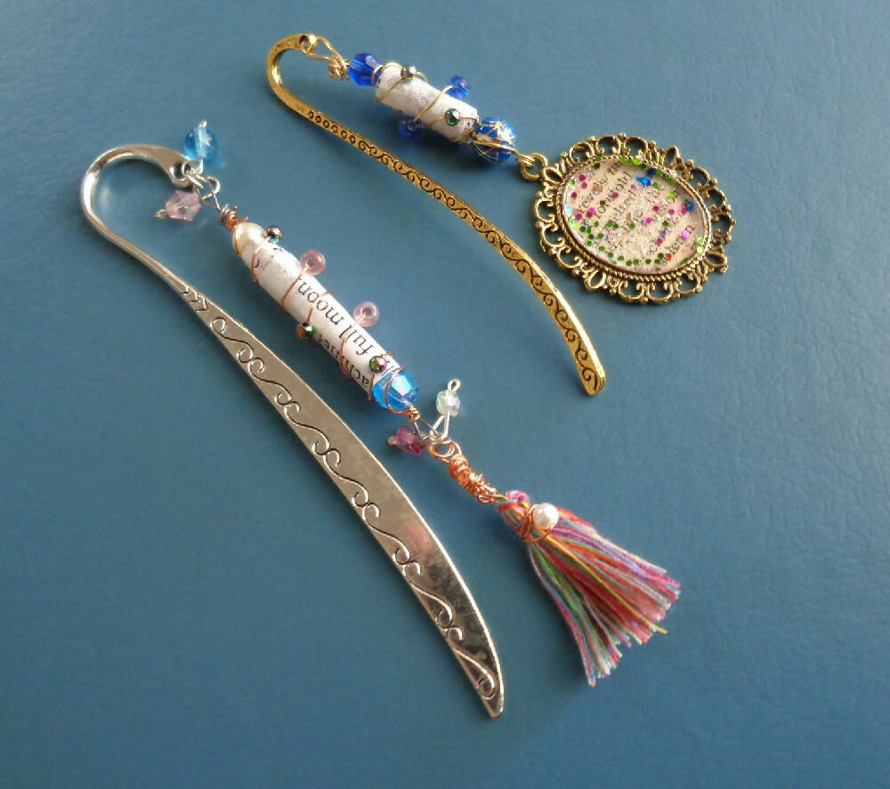 Beaded Bookmarks, Metal, Paper Beads (8)