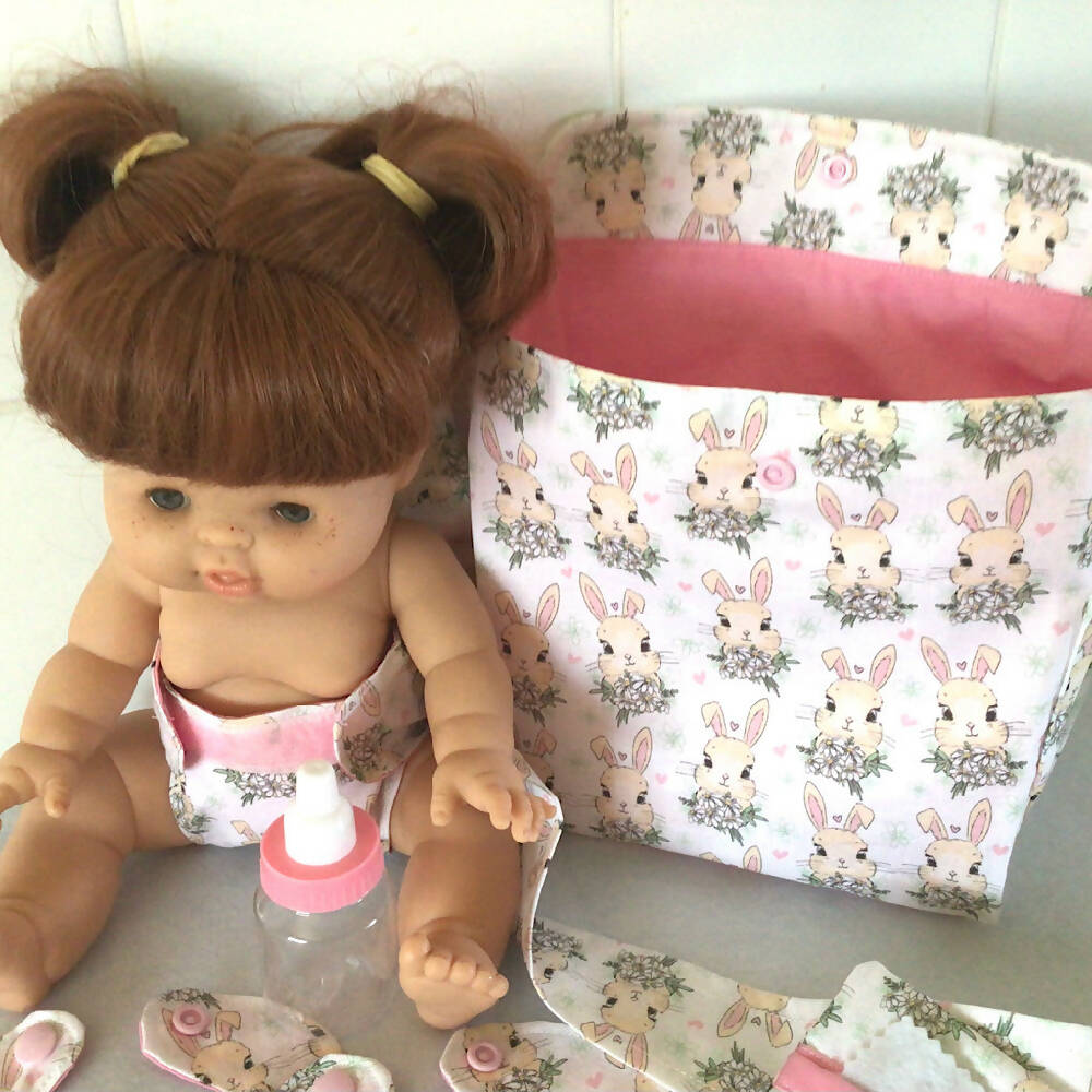 Nappy Bag and accessories for Baby Doll #3 Sweet baby bunny