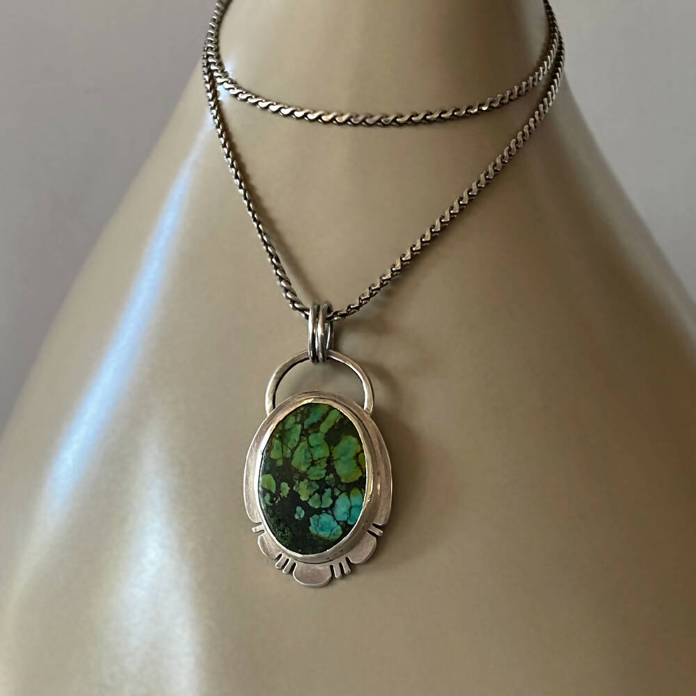 Pendant Sterling Silver Bezel Turquoise Oval L