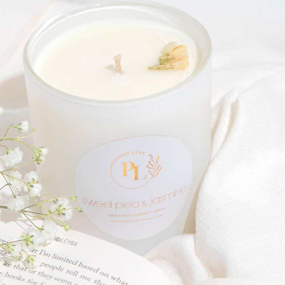 Floral Soy Candle Sweet Pea & Jasmine