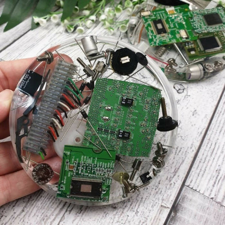 Coaster - Recycled Computer - Drink Mug Glass - Paperweight - SINGLE - Resin