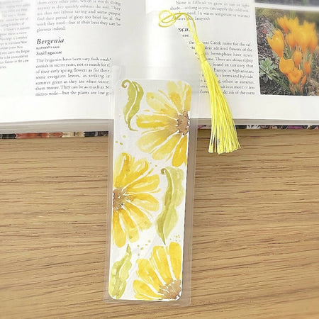 200x60mm Hand-Painted Watercolour Bookmark - Sunflowers
