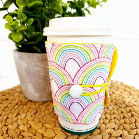 Coffee Cup Cozy/Sleeve - Pastel Rainbows