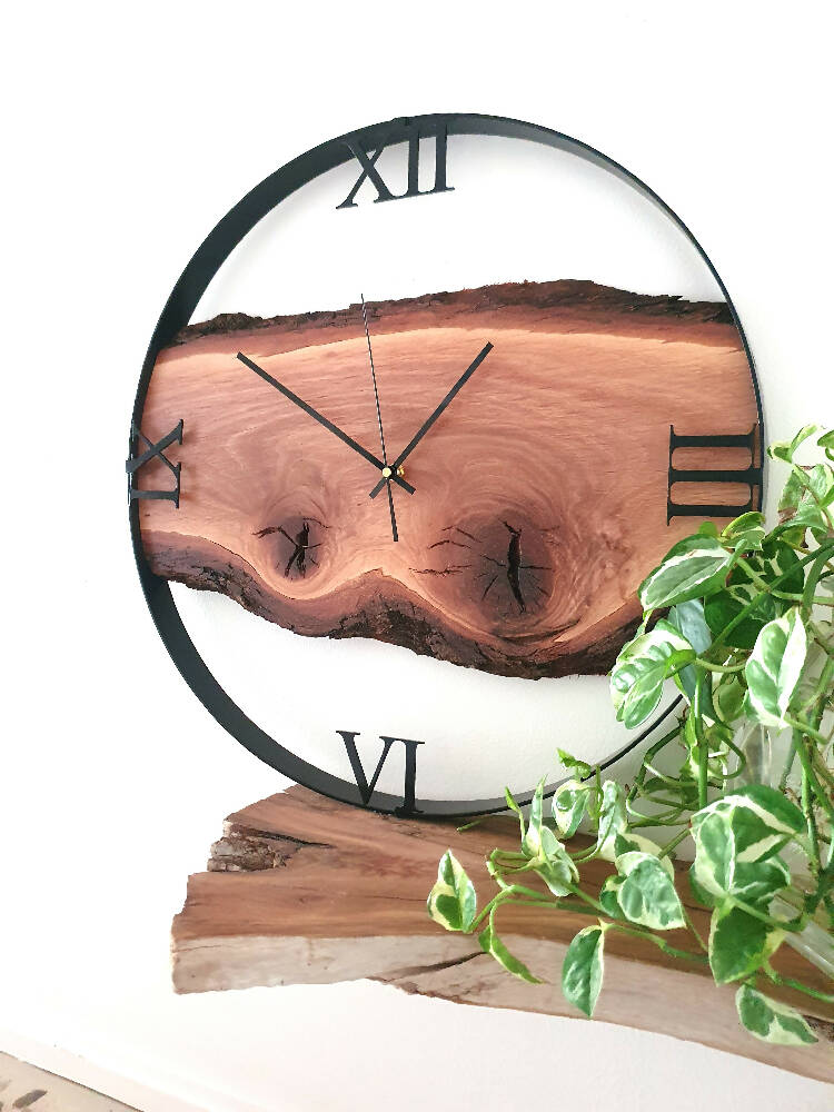 Wall Clock,51cm Diameter, Australian Made,wedding gift couple unique, hanging art feature, Fifth Wedding Anniversary Gift,