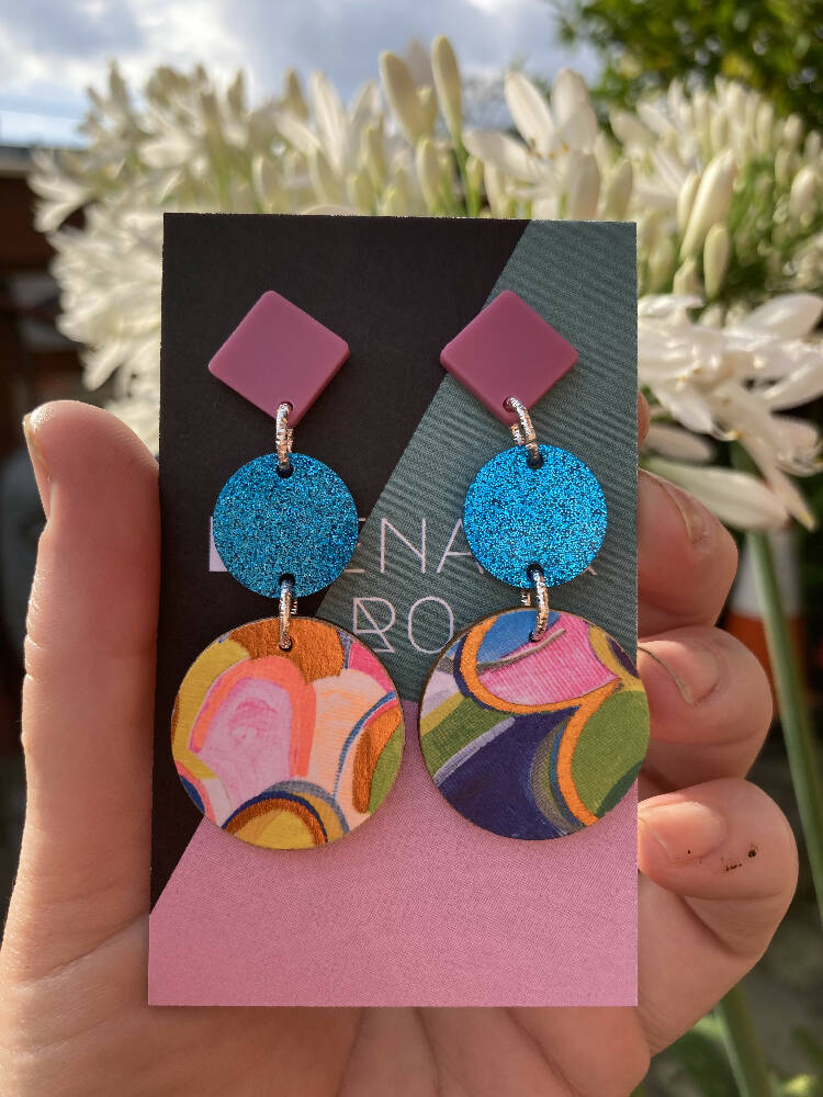 Triple layer color explosion earrings