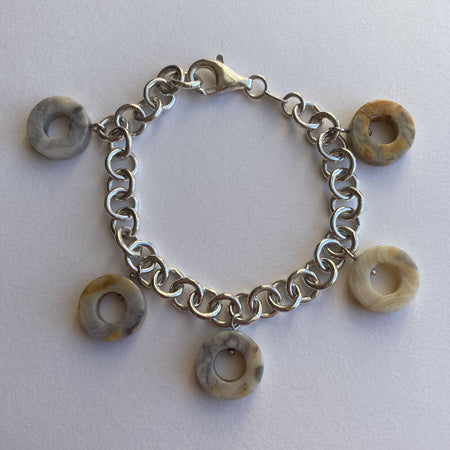 Banded agate and sterling silver bracelet