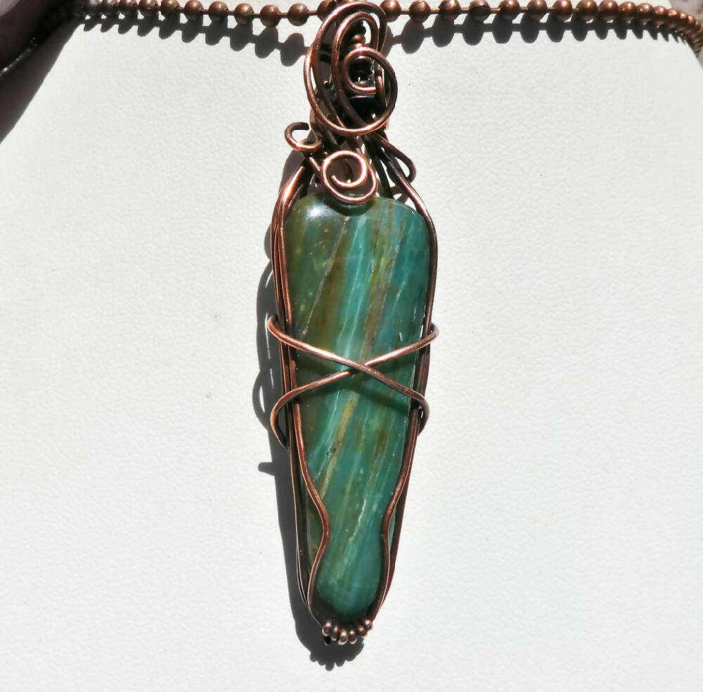 Large Jasper pendant wire wrapped in copper